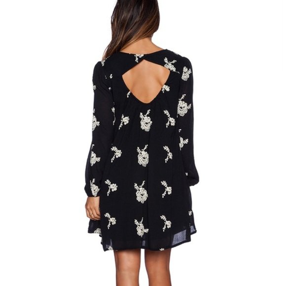 Free People Black Emma Embroidered Swing Dress - Picture 2 of 5